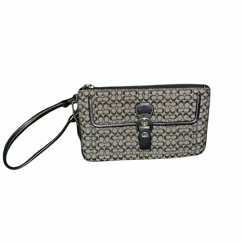 Coach signature Black and Gray Wristlet Clutch